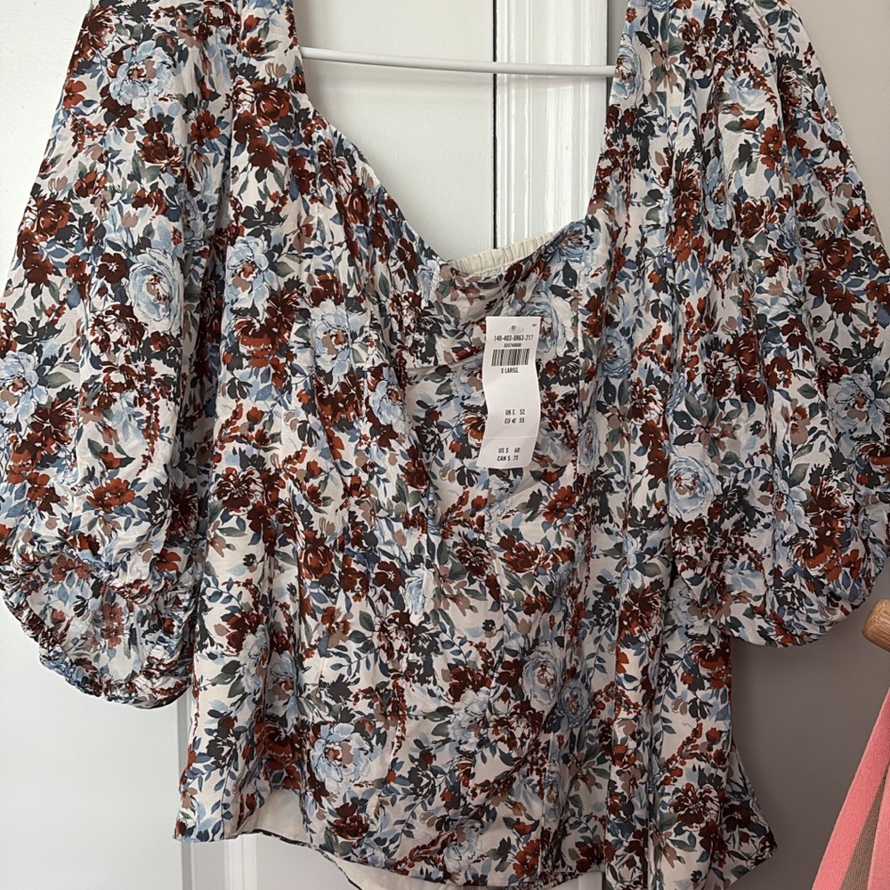 Abercrombie & Fitch Floral Crop Top - Blue and Brown